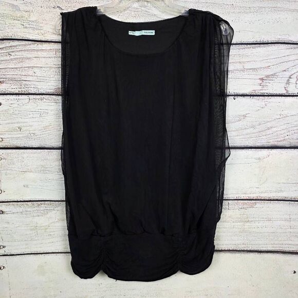 Maurices Black Mesh Ruched Sleeveless Top M - Picture 1 of 7